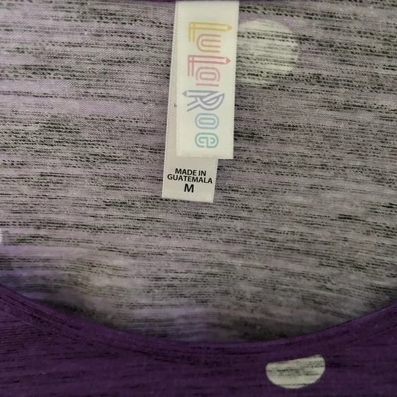 LuLaRoe Purple Polka Dot Long Sleeve Scoop Neck Top - Picture 2 of 2